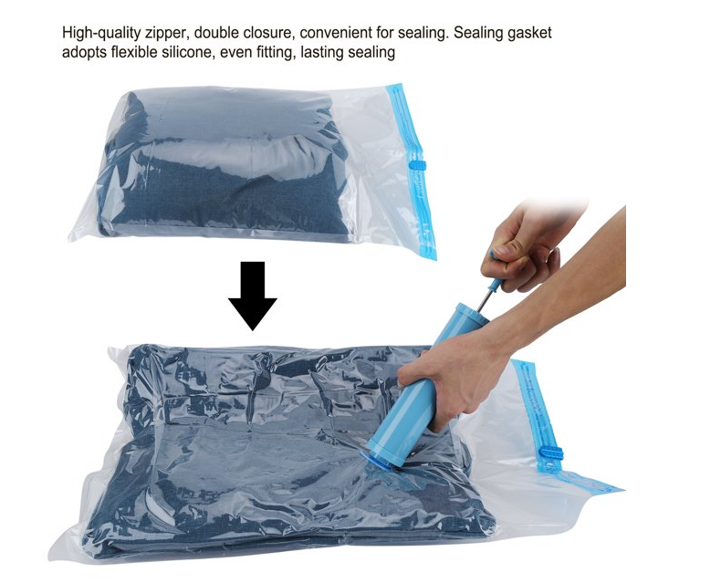 6-Pack Vacuum Storage Bags Double-Zip Seal and Triple Seal Valve, Vacuum Sealer Bags 6 Sizes with Hand Pump