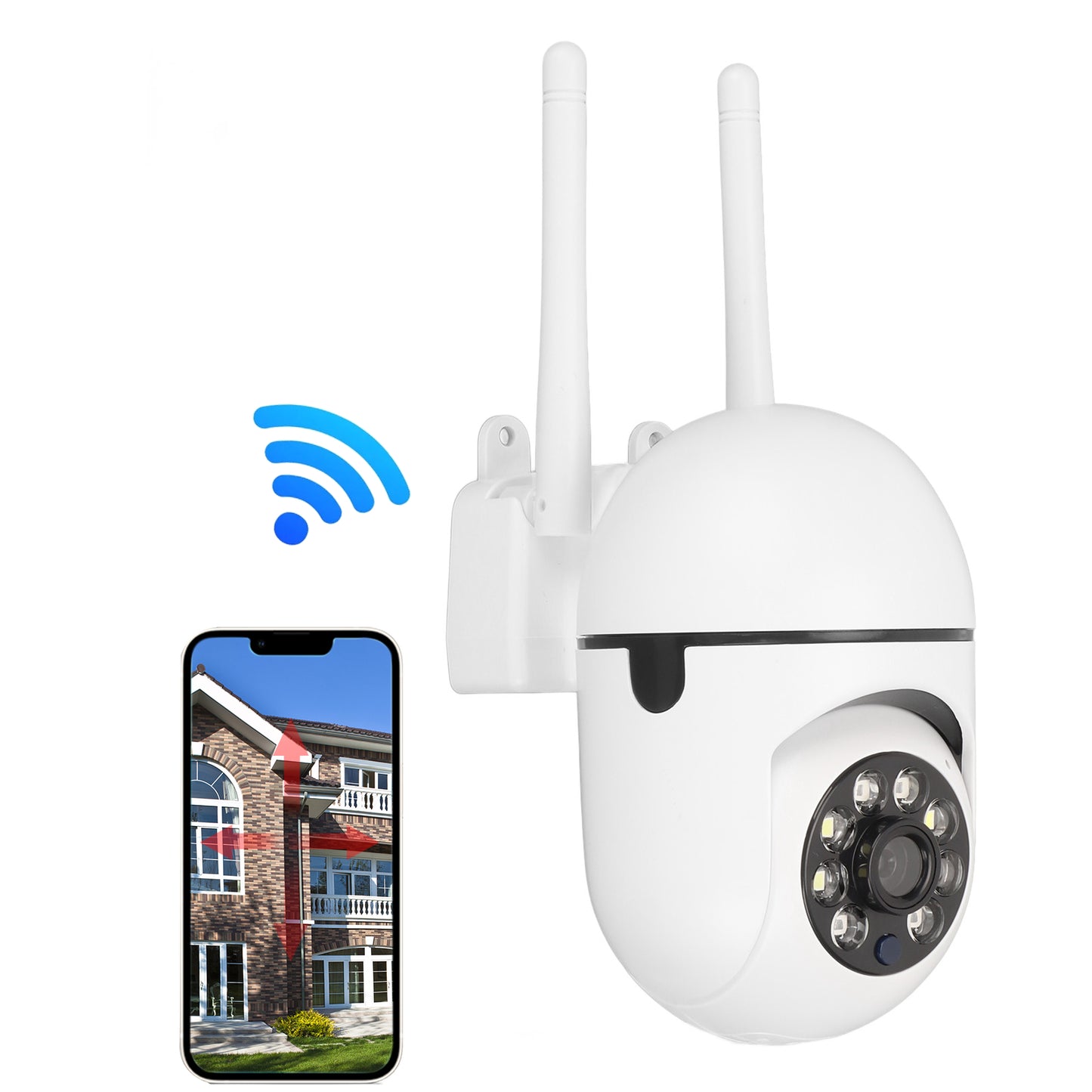 1080P Security Cameras Wireless WiFi Outdoor 360° View Camera with Motion Detection, Color Night Vision, 2-Way Audio, 2.4Ghz WiFi Camera Support SD/Cloud Storage for Home Indoor Surveillance