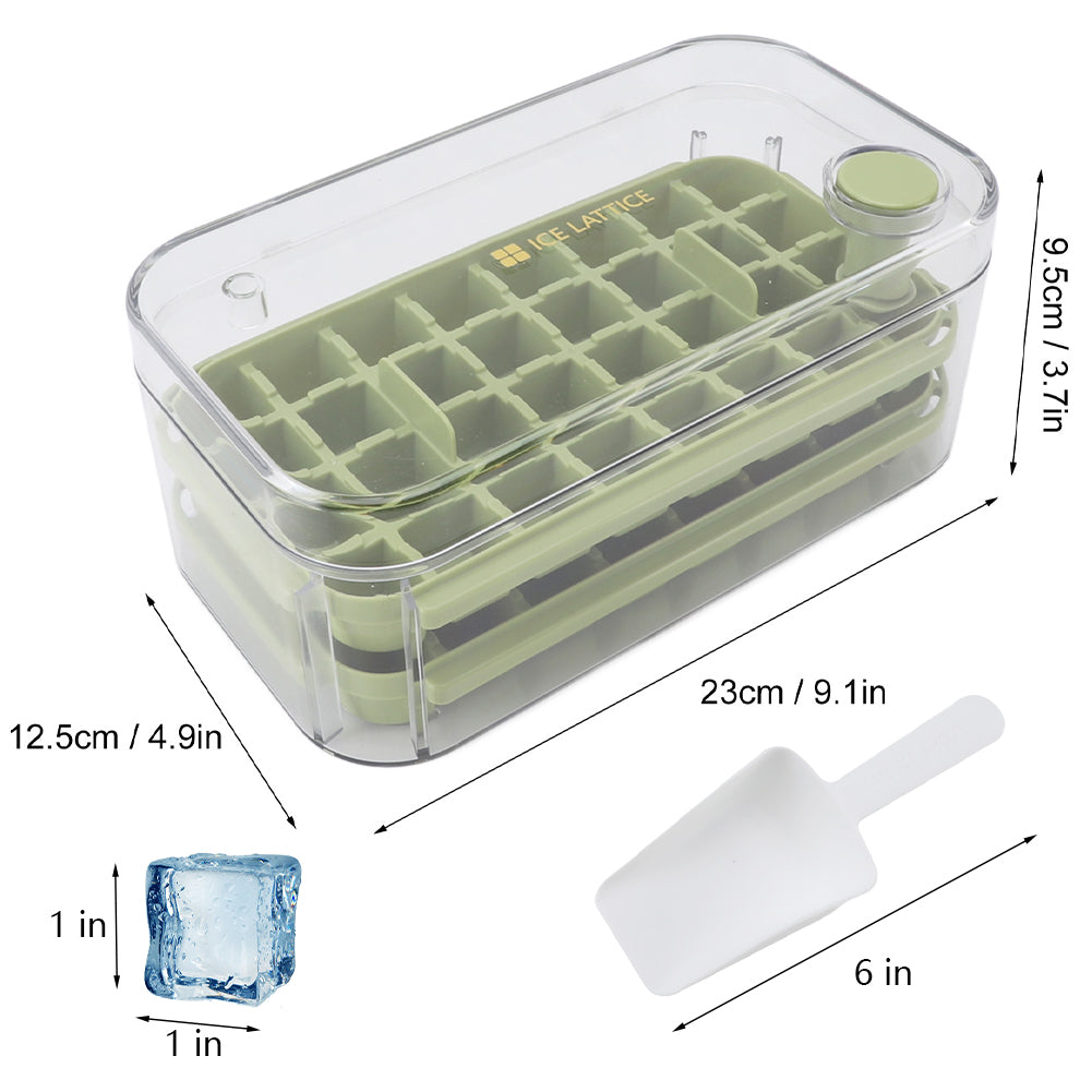 Ice Cube Tray for Freezer, 64 Nuggets Ice Cubes Molds with Lid and Bin, Silicone Ice Freezer Container, Spill- Removable Lid & Ice Scoop, for Whiskey,Cocktail