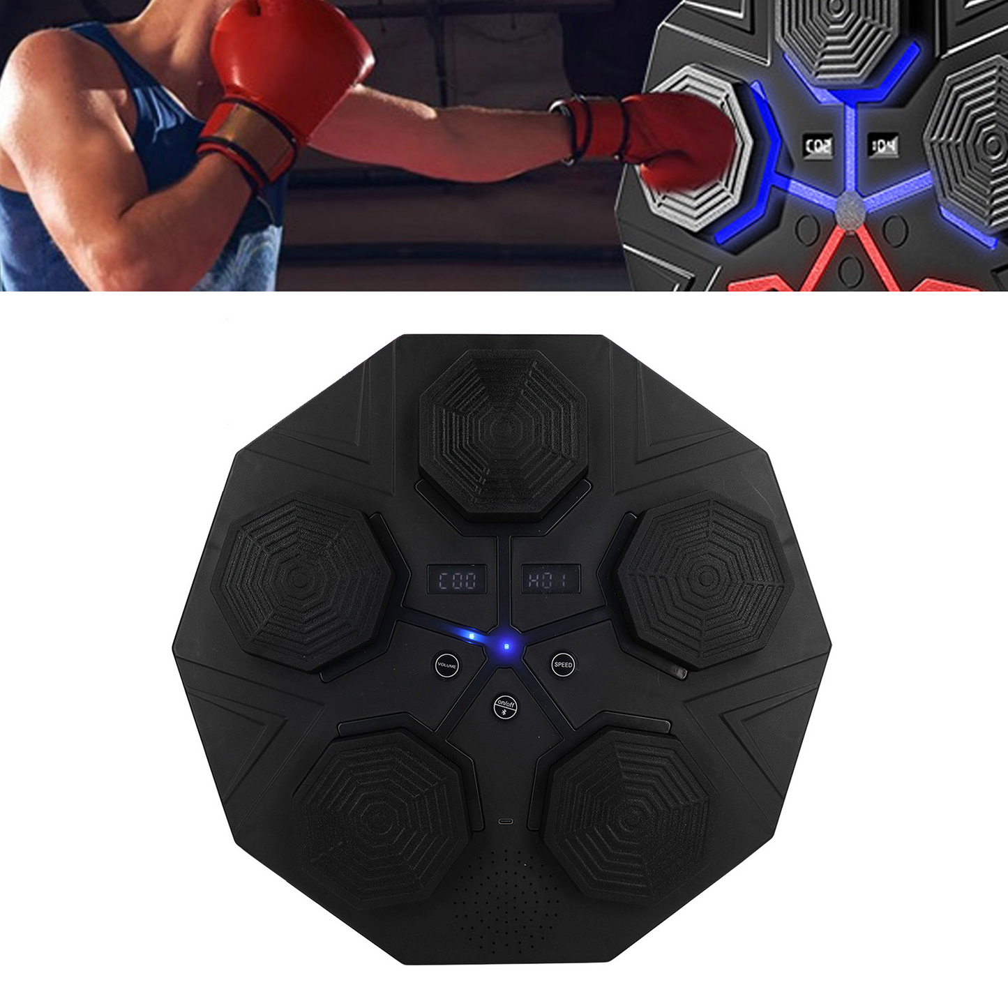 Smart Music Boxing Machine, Bluetooth Boxing Machine with Boxing Gloves for Adults Kids, Wall Mounted Electronic Boxing Training Punching Equipment with Display Screen, Boxing Target Workout Machine