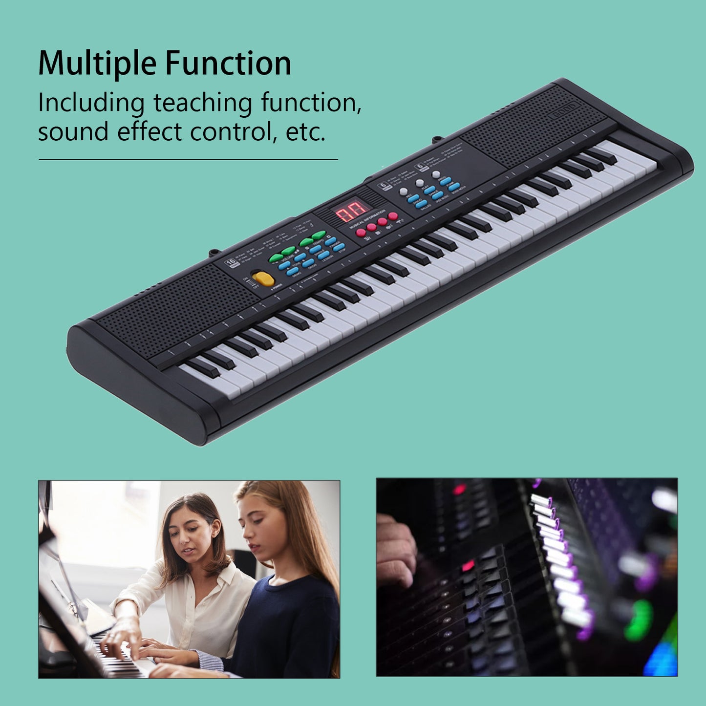 61 Keys Keyboard Piano, Electric Piano with Microphone Built-In Speaker 6 Demo Songs Gift Musical Instrument for Beginners, Teens, Adult (Black)