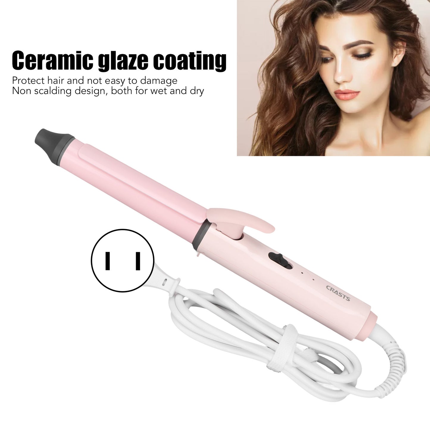 Automatic Hair Curler, 360 Degree Rotation Negative Ion Constant Temperature Professional Electric Curling Iron Non Scalding 100-240V For Home US Plug