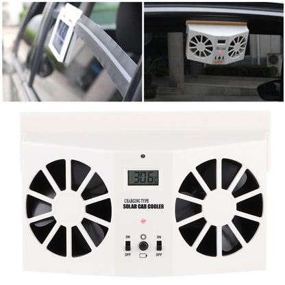 Solar Powered Cooler, Car Air Conditioner Angle  Air Ventilator Exhaust Fan Double Motor With Solar Panel Temperature Display For Car Door Glass