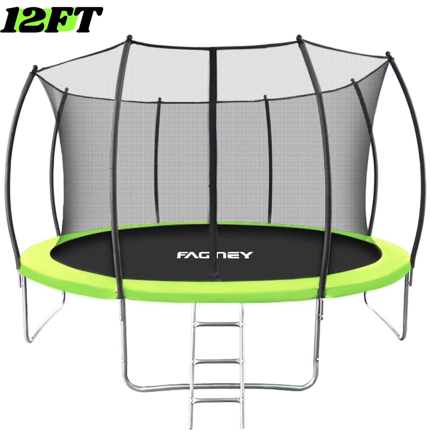 FAGINEY 12FT Trampoline High-Durability Safe and Large Backyard Trampoline with Enclosure Net and Ladder, Perfect for Kids and Adults, 400lbs Weight capacity - Ideal for Outdoor Fun and Exercise