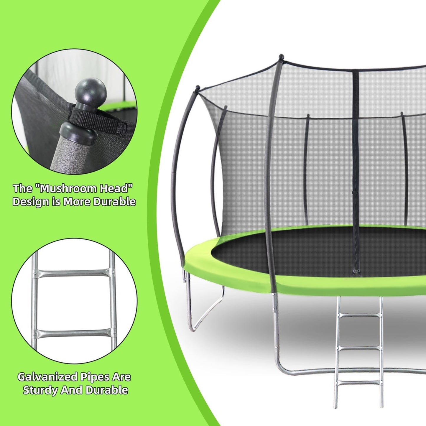 FAGINEY 12FT Trampoline High-Durability Safe and Large Backyard Trampoline with Enclosure Net and Ladder, Perfect for Kids and Adults, 400lbs Weight capacity - Ideal for Outdoor Fun and Exercise