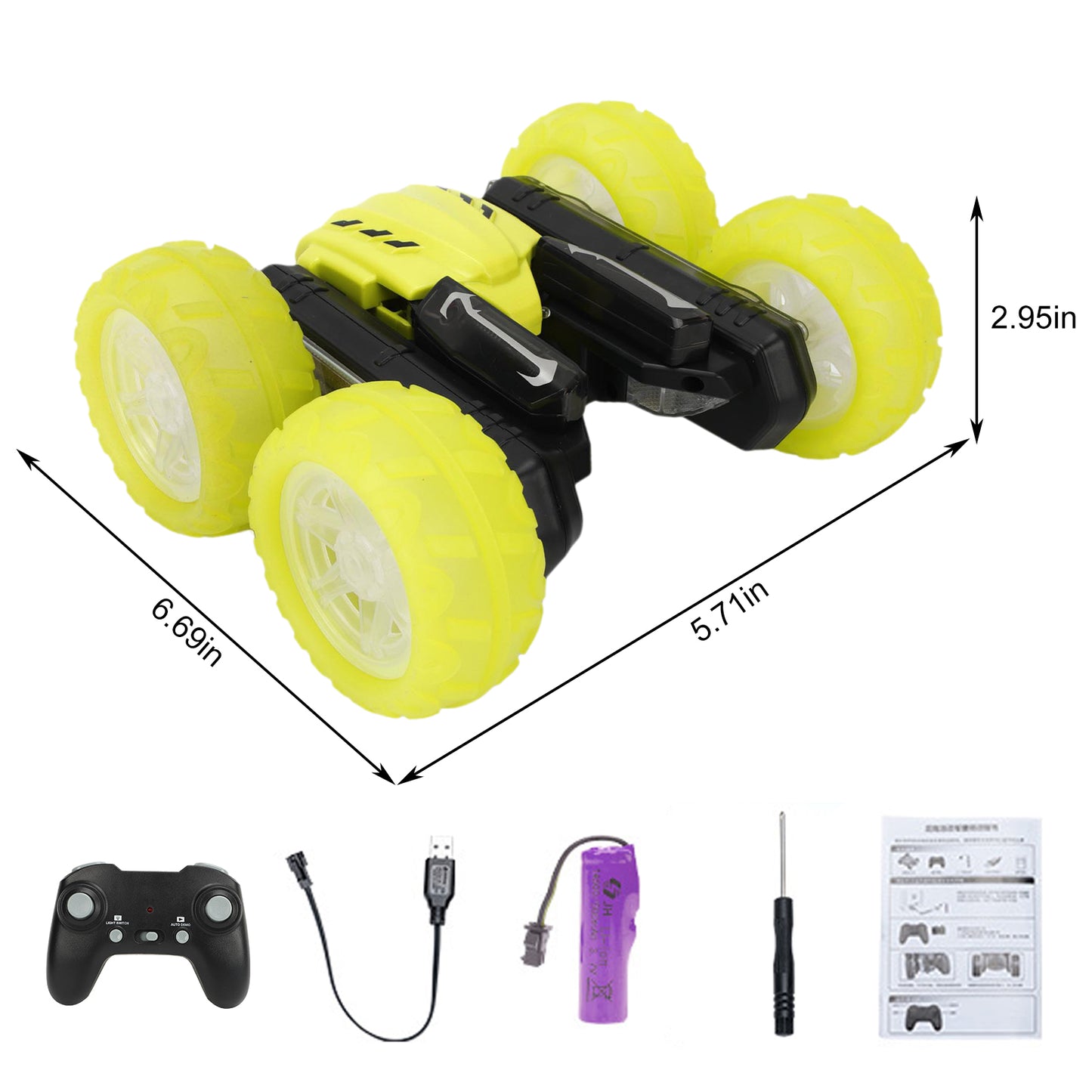 RC Car with Music & Light 360° Flips RC Stunt Car 2.4Ghz 4WD Remote Control Cars Toy for Kids Boys Girls