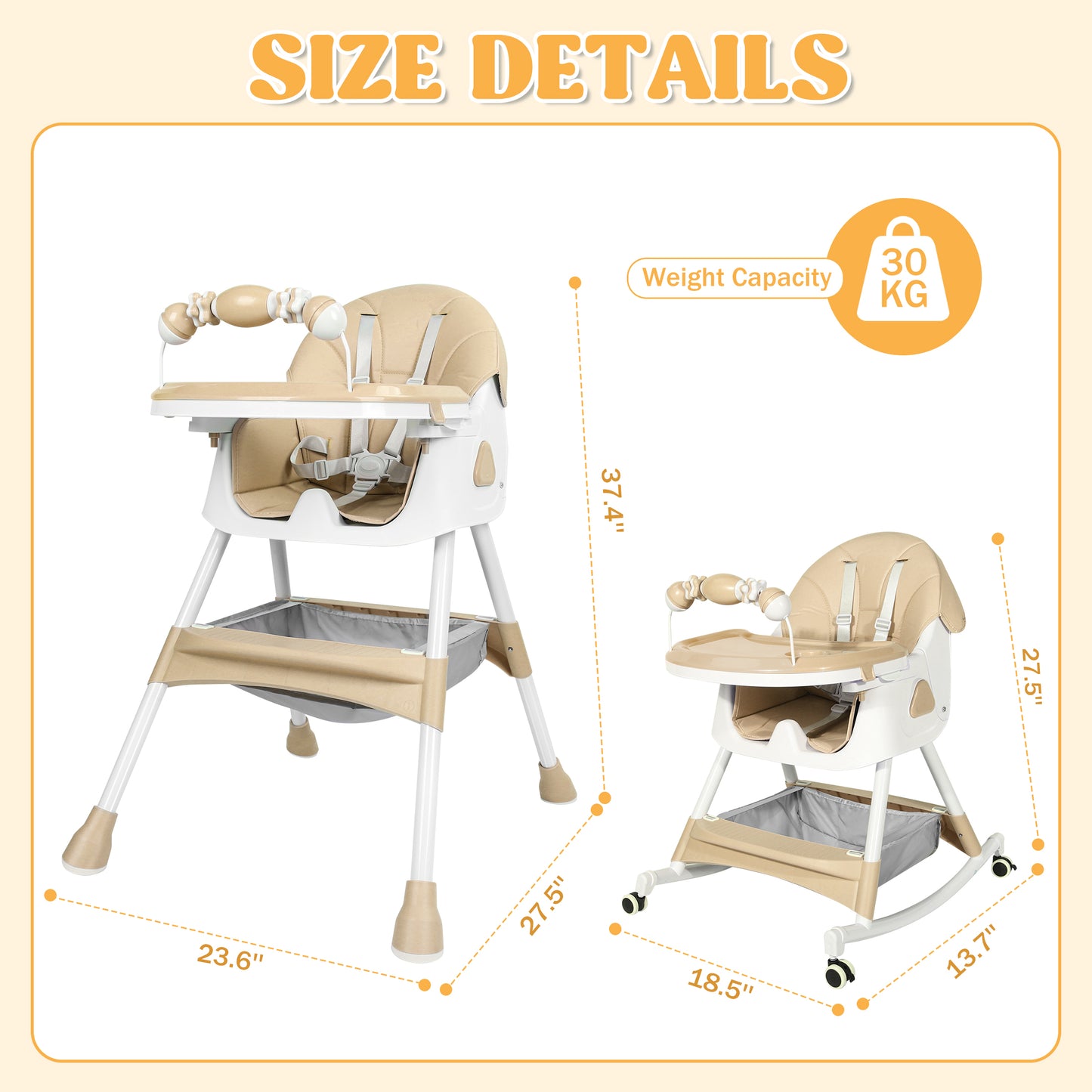 Loewten 4-in-1 Eat & Grow Foldable High Chair for Baby and Toddlers, Blue