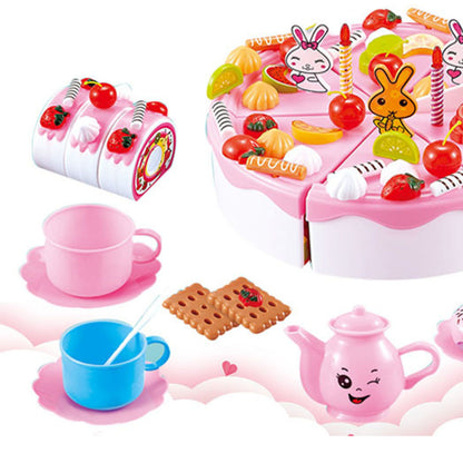 99 Pcs Birthday Cake Toy Plastic Kitchen Cutting Toy for Kids DIY Play Food Set Pretend Play Toys Birthday Party Kits for Girls 3+ Years Pink