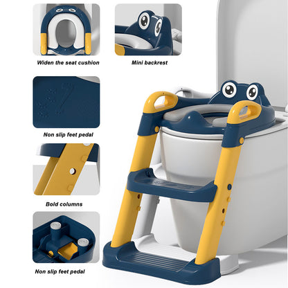 Foldable Potty Training Seat for Toddler Toilet Seat with Anti-Slip Pads Ladder and Splash Guard Baby Step Stool for Kids Girls Boys Potty Training, Yellow