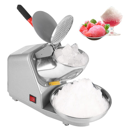 300W Electric Ice Crusher Shaver Machine Snow Cone Maker Shaved Ice Stainless Steel Shaving