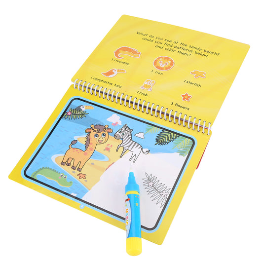 Portable Children Magic Coloring Painting Book with Water Drawing Pen Kids Early Learn Toy Kids Coloring Book Magic Water Drawing Book