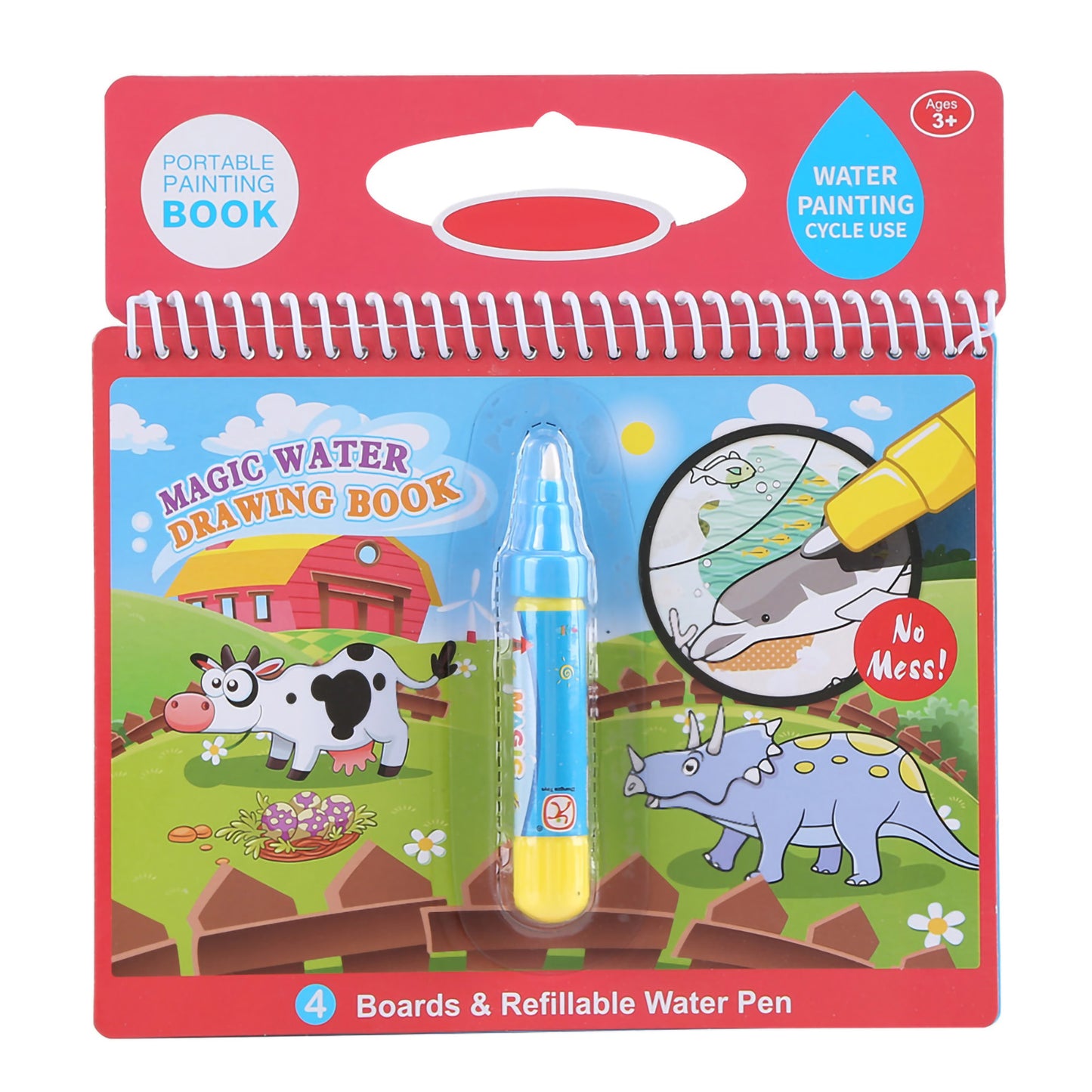 Portable Children Magic Coloring Painting Book with Water Drawing Pen Kids Early Learn Toy Kids Coloring Book Magic Water Drawing Book