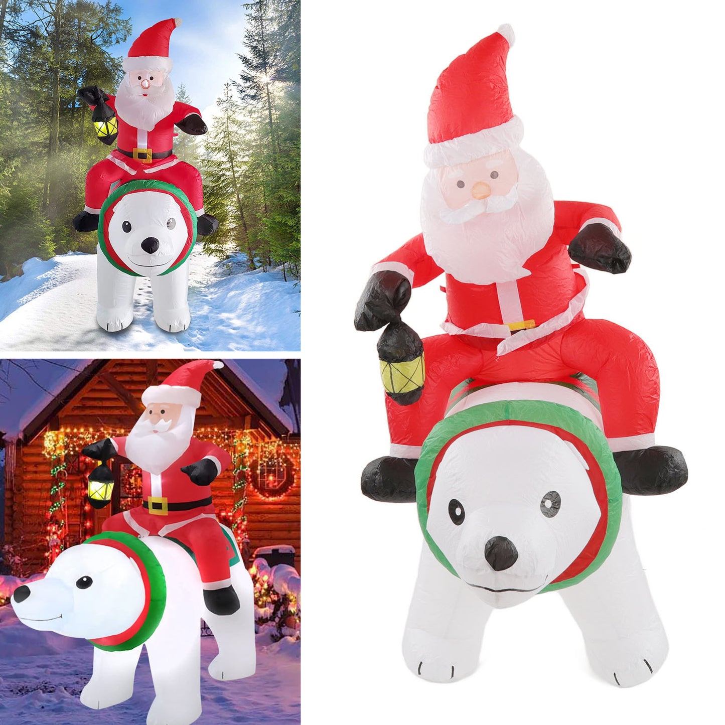 6FT Christmas Inflatables Santa Clause Riding Bear With Shaking Head Outdoor Decorations Clearance Blow Up Yard Decor With LED Lights For Xmas Holiday Party Indoor Garden Lawn