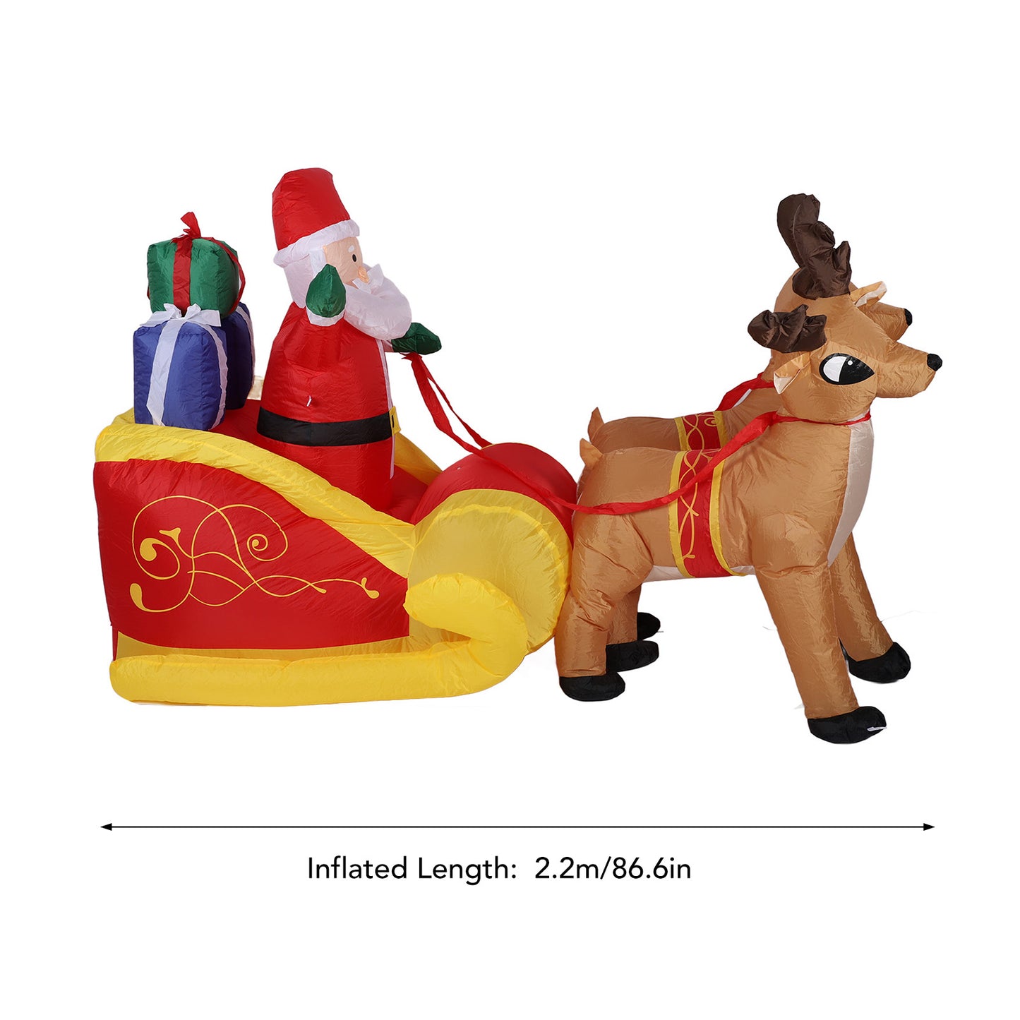 7.5FT Lighted Inflatable Christmas Santa Claus & Reindeer For Indoor OutdoorXmas Holiday Party Decoration