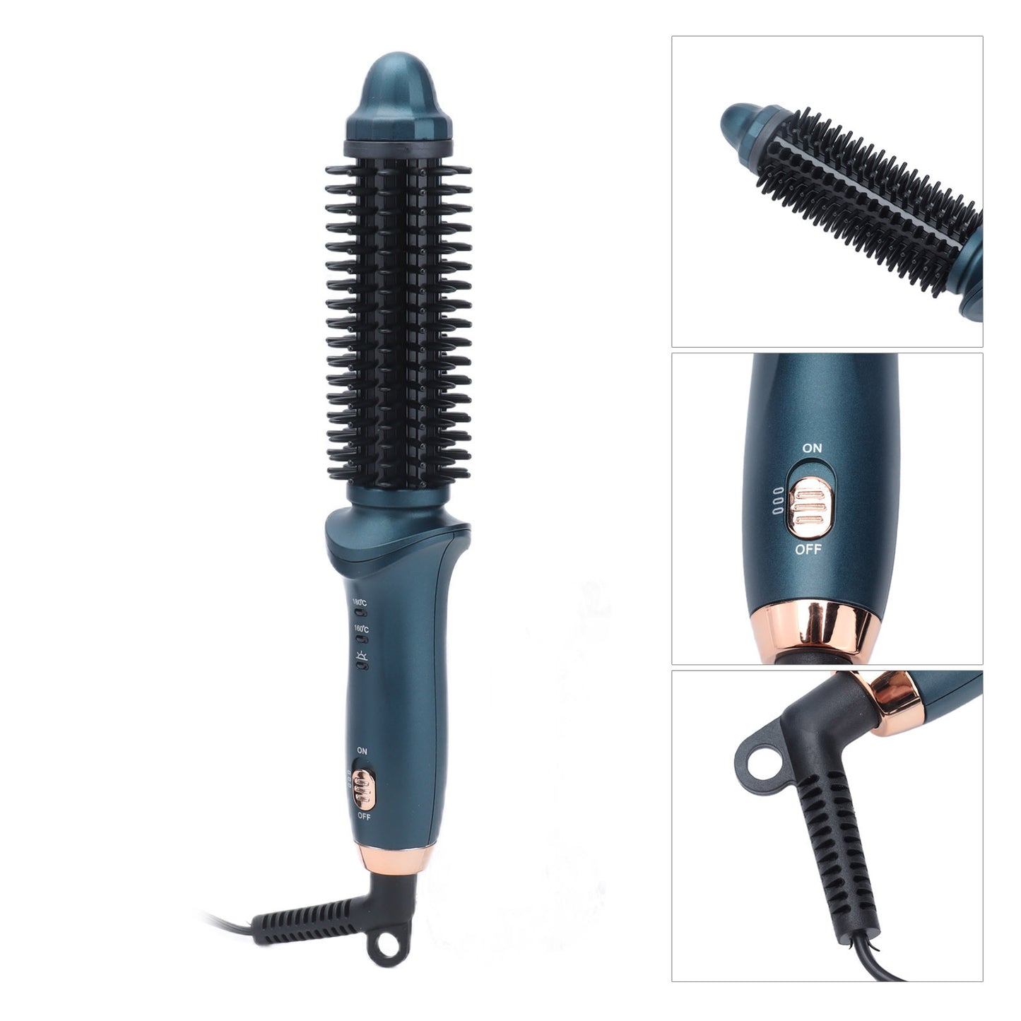 2 In 1 Curling Brush Straight Curly Hair Dual Purpose Green Portable Thermostatic Electric Hair Brush US Plug 110V,Beauty Tools,Hair Curler