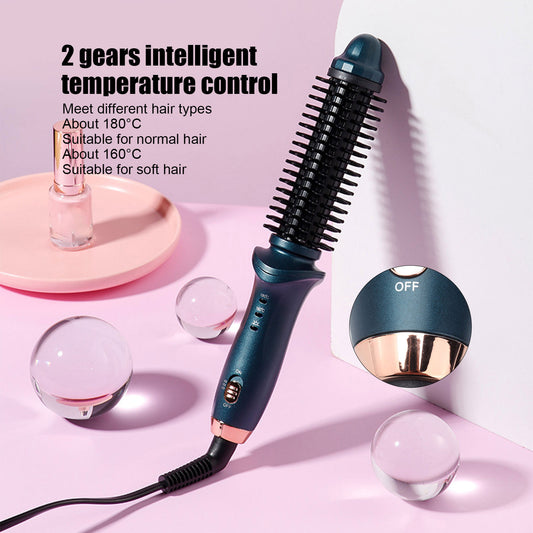 2 In 1 Curling Brush Straight Curly Hair Dual Purpose Green Portable Thermostatic Electric Hair Brush US Plug 110V,Beauty Tools,Hair Curler