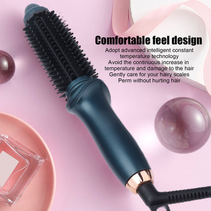 2 In 1 Curling Brush Straight Curly Hair Dual Purpose Green Portable Thermostatic Electric Hair Brush US Plug 110V,Beauty Tools,Hair Curler