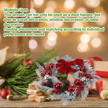 18 Inch Artificial Christmas Wreath With Silver Bristles, Pine Cones, Berries For Door Wall, Xmas Wreath For Holiday Christmas Party Decoration