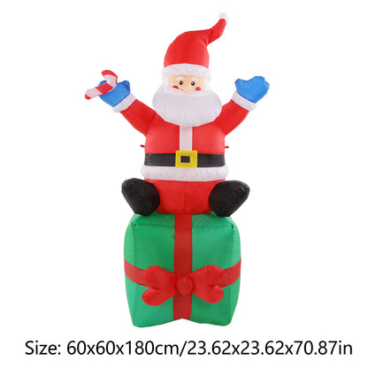 6 FT Christmas Inflatables Outdoor Decorations Santa Claus With Big Toy Gift Box, Blow-Up Yard Christmas Decor With LED Lights Display For Holiday/Christmas/Party/Yard/Garden