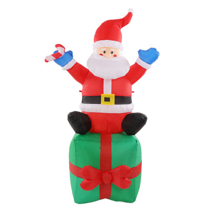 6 FT Christmas Inflatables Outdoor Decorations Santa Claus With Big Toy Gift Box, Blow-Up Yard Christmas Decor With LED Lights Display For Holiday/Christmas/Party/Yard/Garden