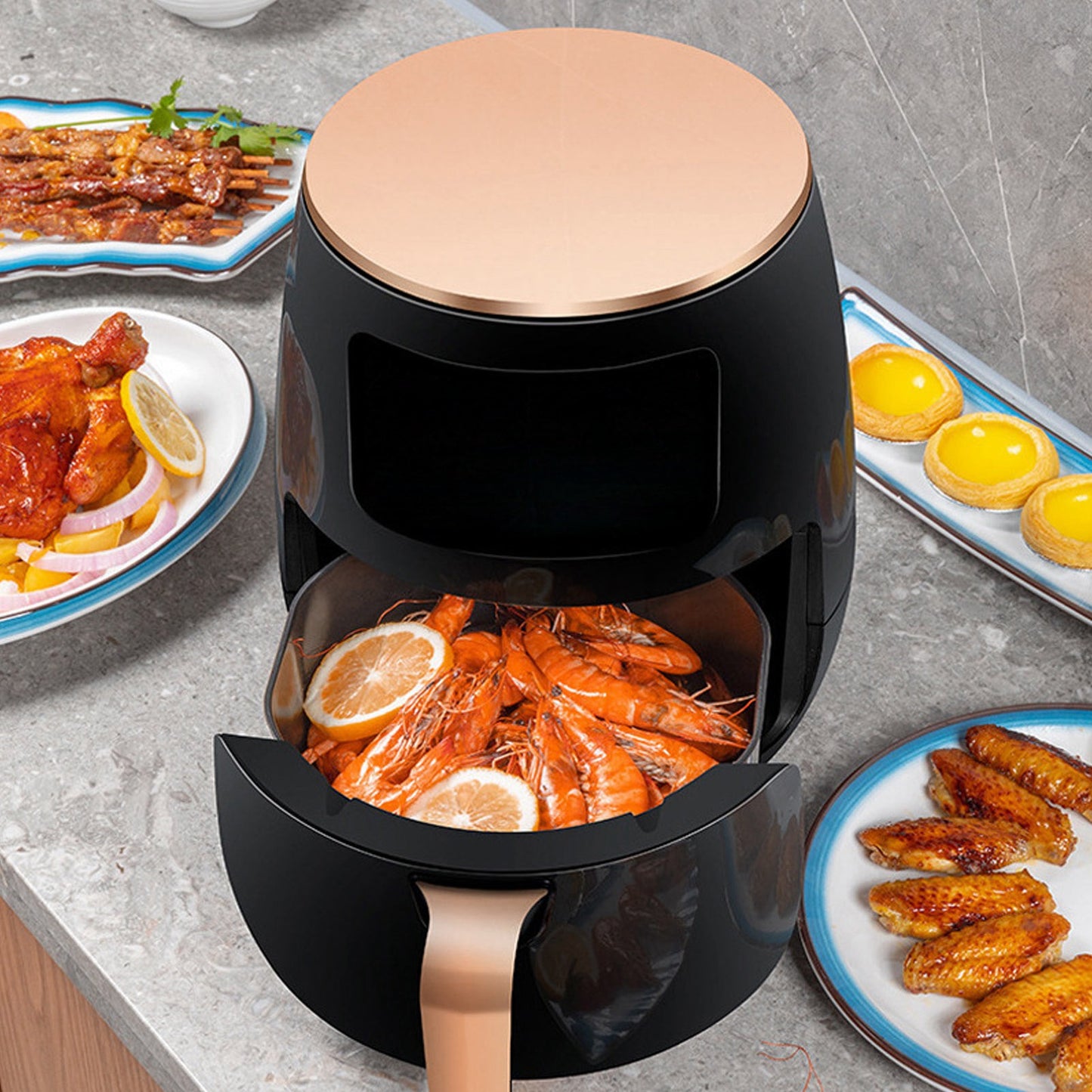 6.5 Quart Air Fryer, Electric Hot Oven Oilless Multifunctional Cooker Air Fryer Oven With Smart Coloful Screen For Home Cooking