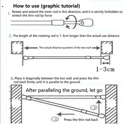 Telescopic Curtain Rod,Spring Tension Curtain Rods Short Tension Rod (40-70cm)