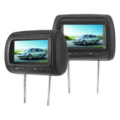 2pcs 7 in Wireless Control Adjustable Headrest LCD Video Monitor MP5 Display Black