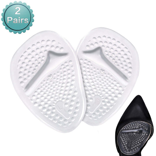 Qiilu Ball Of Foot Cushions 2 Pairs Clear/Skin Anti-Slip Shoe Pads Inserts Gel Forefoot Insoles For Women High Heels Relieve Foot Pain Massage Shoe Inserts Metatarsal Pads