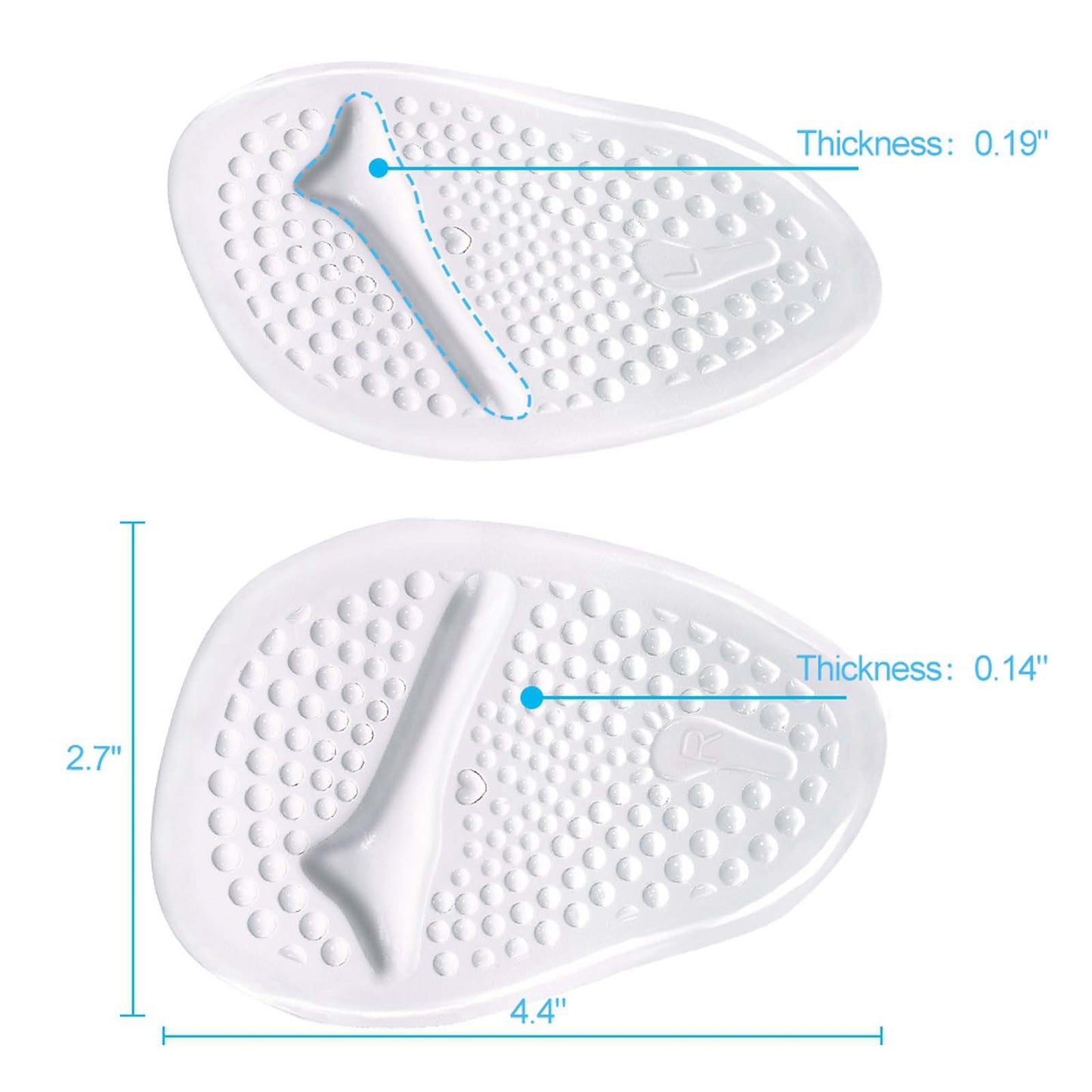 Qiilu Ball Of Foot Cushions 2 Pairs Clear/Skin Anti-Slip Shoe Pads Inserts Gel Forefoot Insoles For Women High Heels Relieve Foot Pain Massage Shoe Inserts Metatarsal Pads