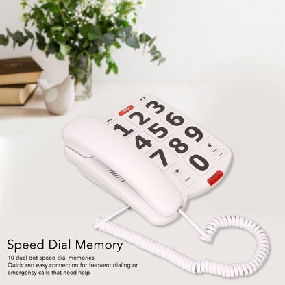 Big Button Phone for Seniors, Landline Corded Phone for Elderly, Adjustable Volume Large Key Wired Telephone for Visually Impaired/Hearing Damage Old People, Extra Loud Ringer