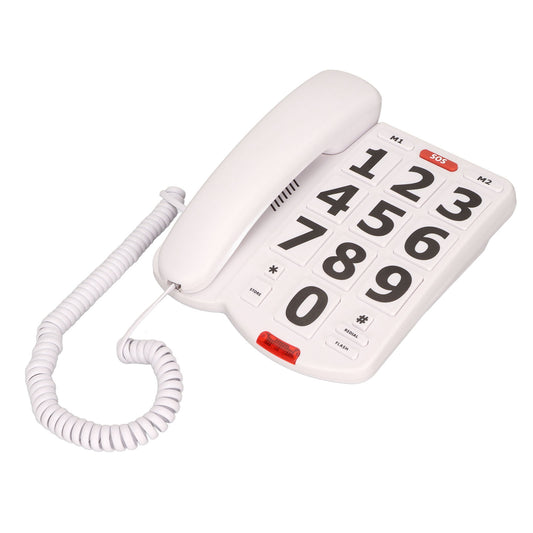 Big Button Phone for Seniors, Landline Corded Phone for Elderly, Adjustable Volume Large Key Wired Telephone for Visually Impaired/Hearing Damage Old People, Extra Loud Ringer