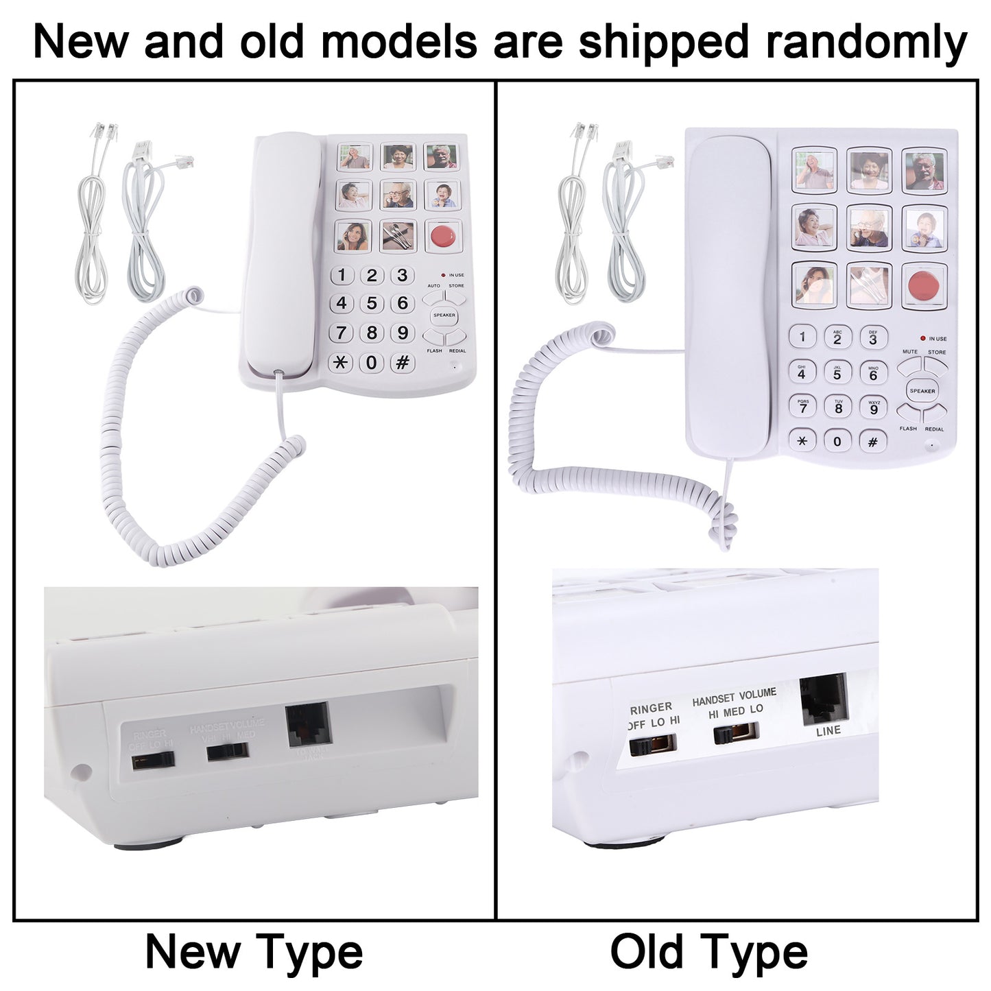 Big Button Telephone, Easy To Read Amplified Photo Memory Corded Landline For Seniors Elderly