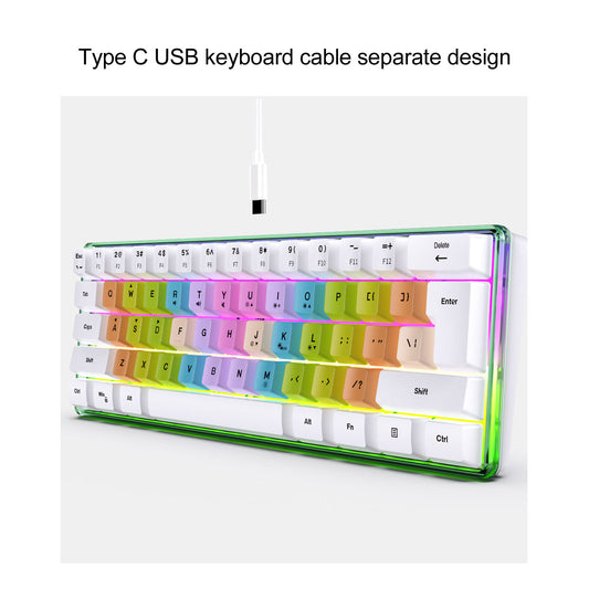 61 Keys Mechanical Keyboard, Wired Mechanical Keyboard Beautiful Small 61 Keys RGB Backlight For Office Work