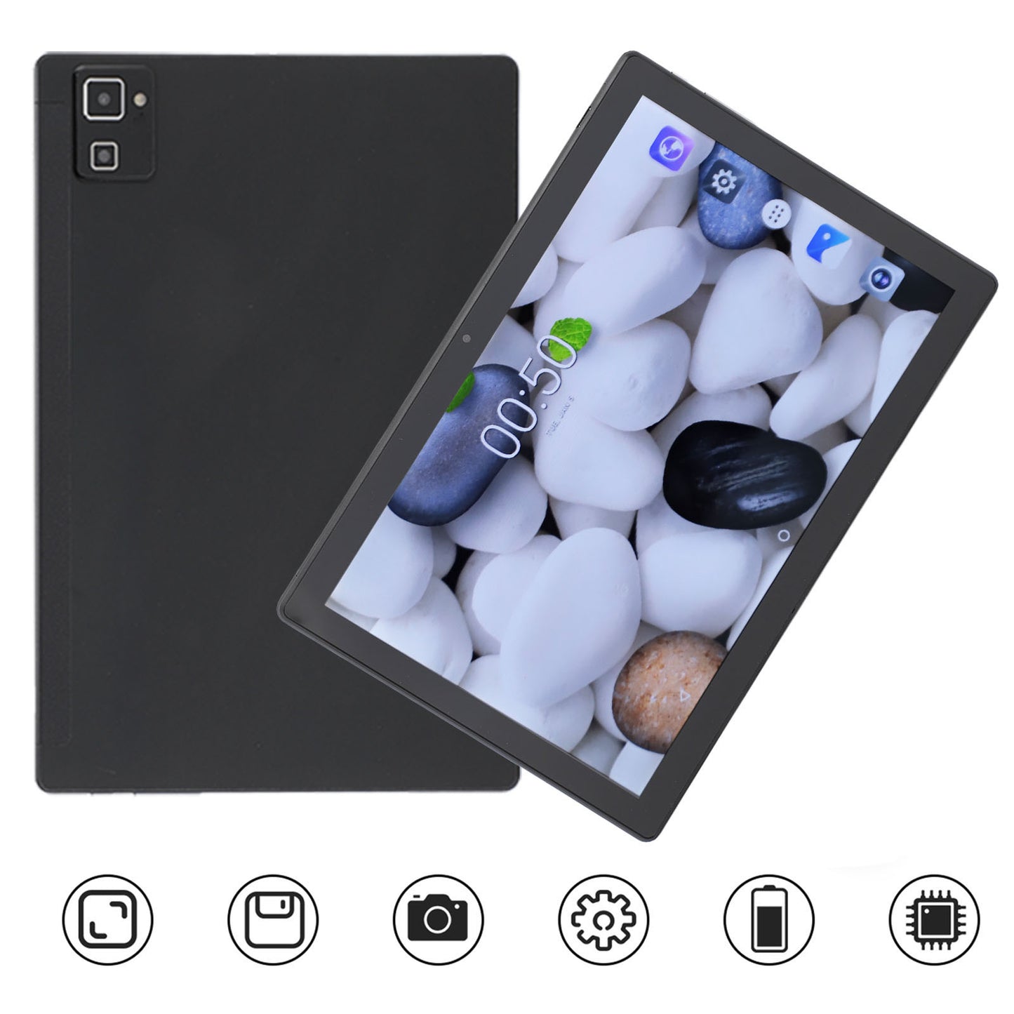 10.1 Inch Tablets for Kids, Android Tablet 128GB ROM 512GB Expand, 1920*1080 IPS Screen 8-Core Processor 5MP+8MP Dual Camera WiFi Bluetooth, Black