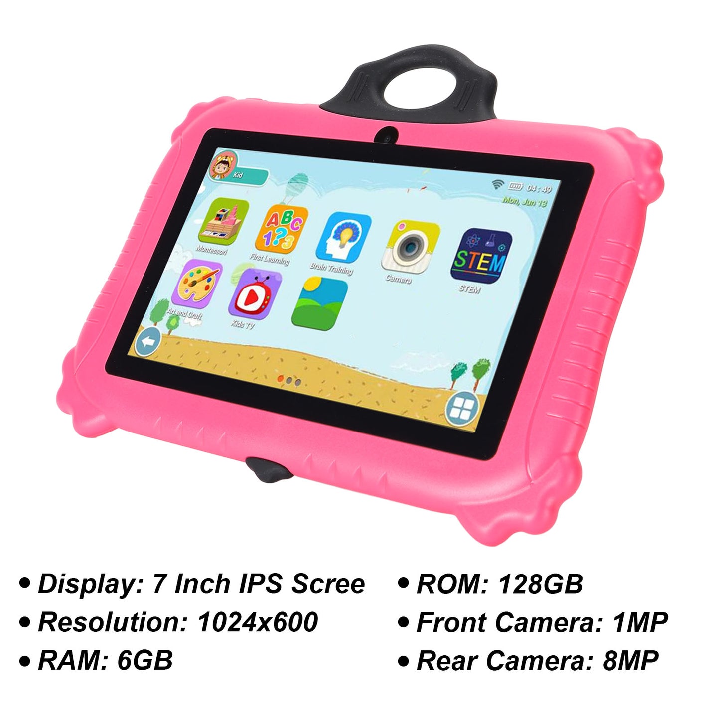 7" Kids Tablets, Android 11 Tablets for Kids Pre-Installed Learning Tablet Apps with 2GB RAM 32GB ROM Bluetooth WiFi Supports 128GB Expansion for Toddlers Children (Pink)