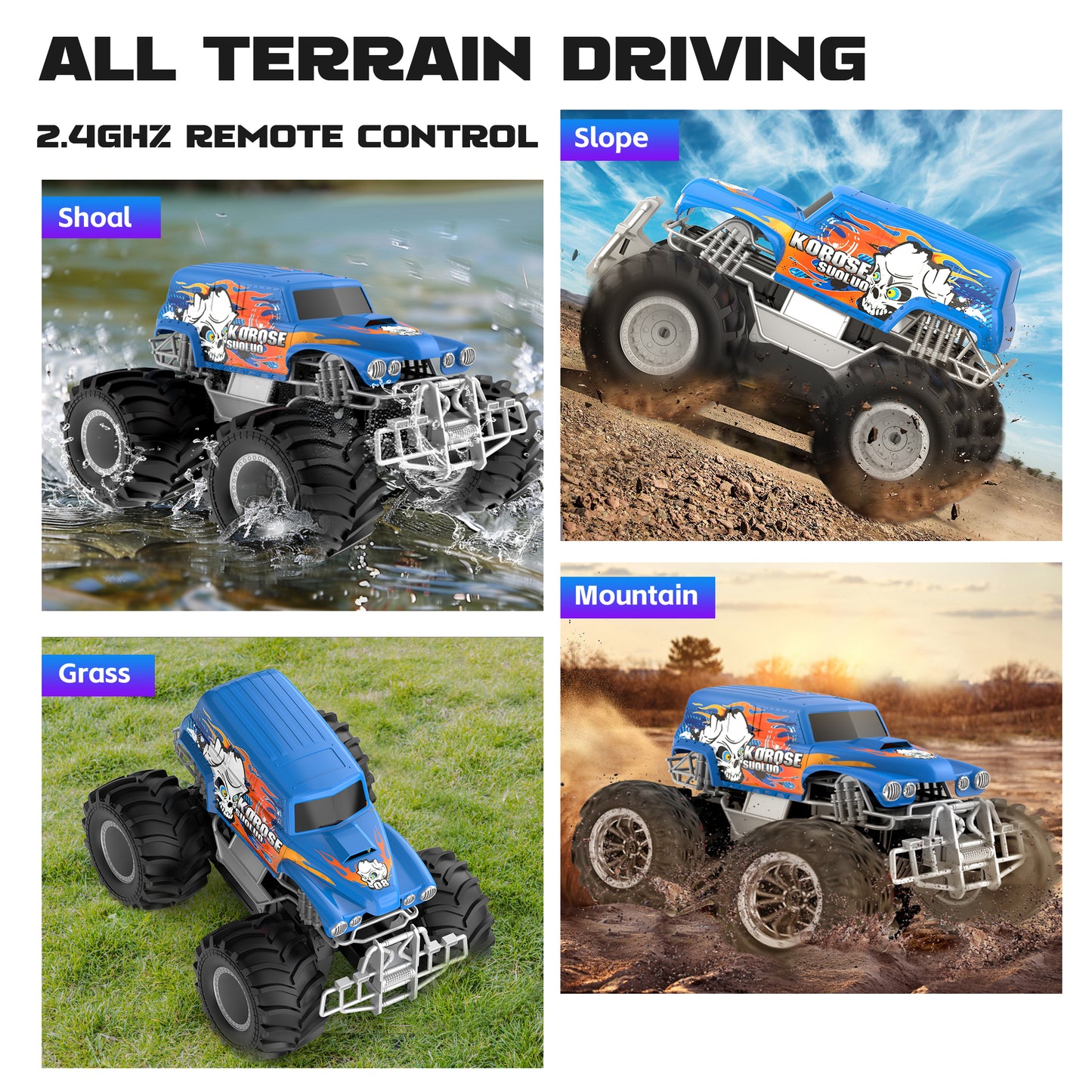 RC Cars for Water Land 1:16 Amphibious Remote Control Cars for Boys Girls 4-7, Waterproof Monster Truck All Terrain Off-Road Pool Toys Remote Control Boat Gifts for Kids Age 5 6 7 8 9 10