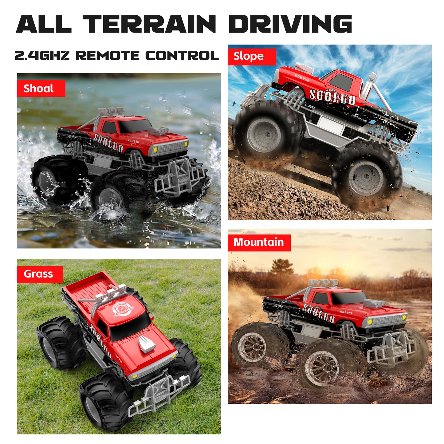 RC Cars for Water Land 1:16 Amphibious Remote Control Cars for Boys Girls 4-7, Waterproof Monster Truck All Terrain Off-Road Pool Toys Remote Control Boat Gifts for Kids Age 5 6 7 8 9 10