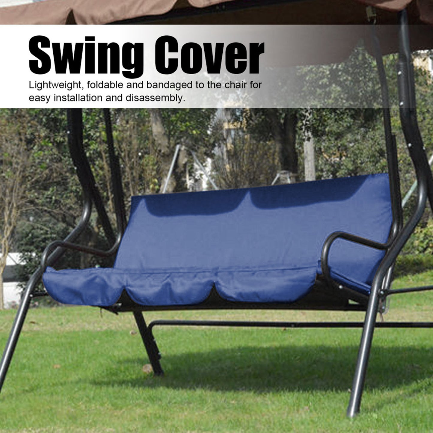 Outdoor Swing 3‑Seat Chair Waterproof Cushion Replacement for Patio Garden Yard