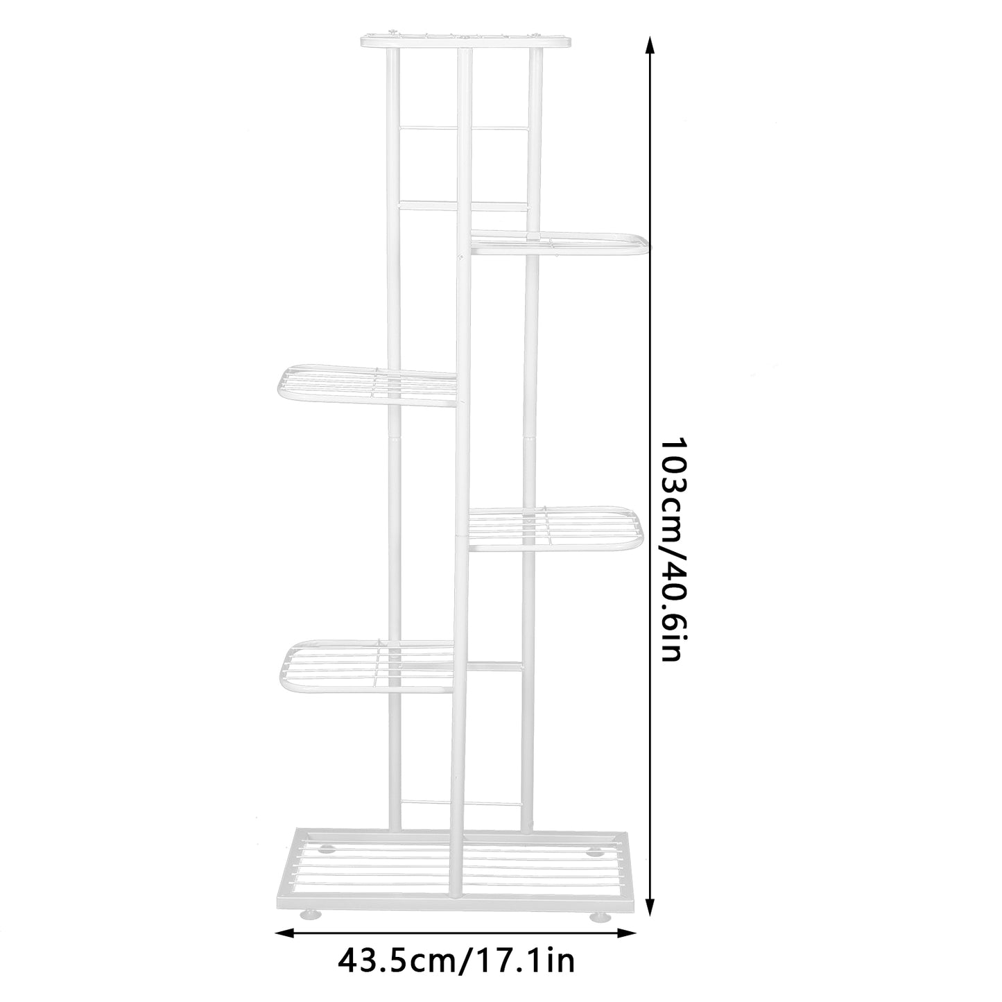 6 Tier Plant Stand, Flower Stand Plant Display for Indoors and Outdoors, Balcony Storage Organizer Flower Pot Holder Shelves, Metal, White