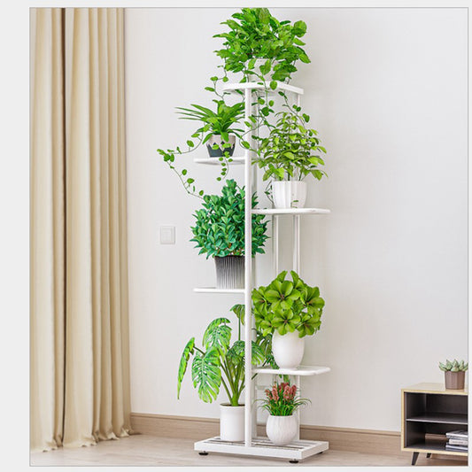 6 Tier Plant Stand, Flower Stand Plant Display for Indoors and Outdoors, Balcony Storage Organizer Flower Pot Holder Shelves, Metal, White