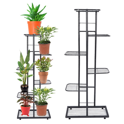 Octpeak 6 Tier Metal Flower Stand, Multifunctional Standing Bonsai Display Shelf Large Capacity 6-Layer Metal Plant Pot Holder Shelf For Indoor Outdoor