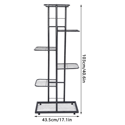 Octpeak 6 Tier Metal Flower Stand, Multifunctional Standing Bonsai Display Shelf Large Capacity 6-Layer Metal Plant Pot Holder Shelf For Indoor Outdoor