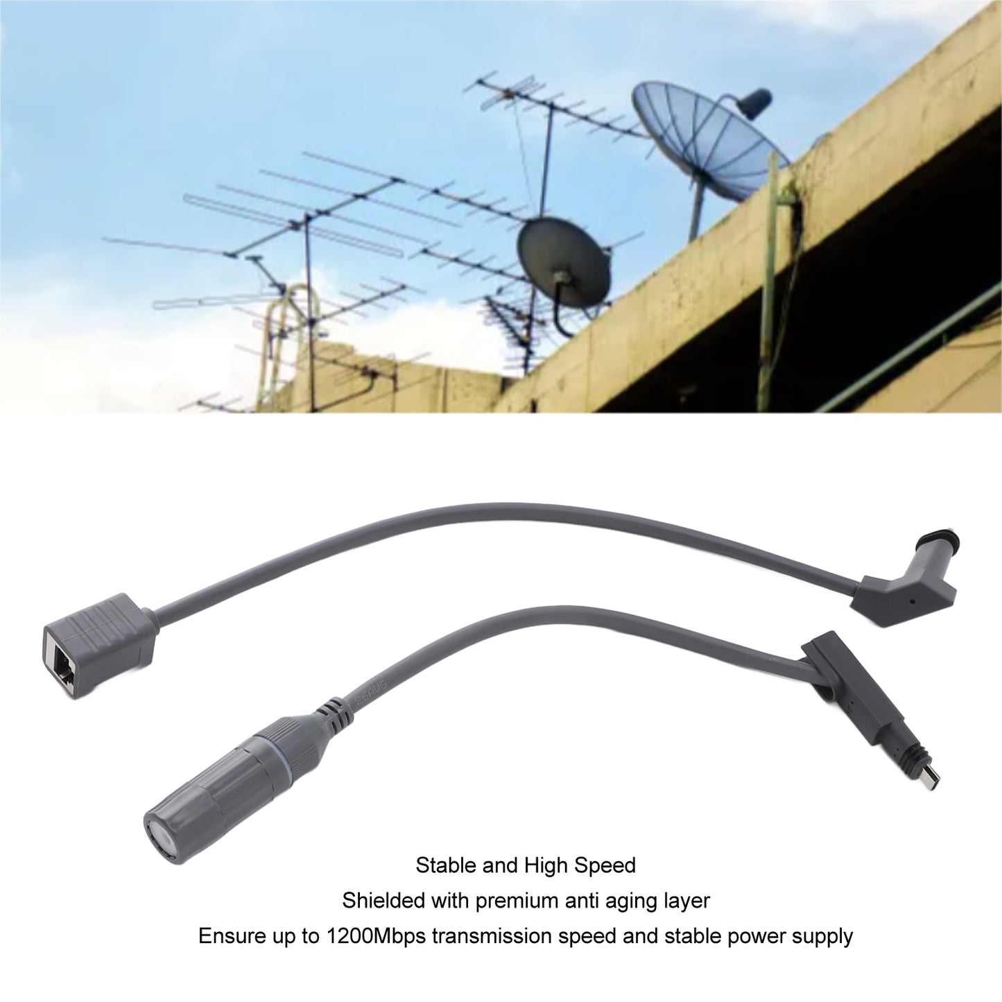 Satellite Network Extension Cable, 1200Mbps Stable Power Supply SPX To RJ45 Adapter Cable Easy Installation Tensile For Satellite Dish