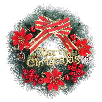 12in Bowknot Christmas Wreath PVC Decorated Christmas Wreaths For Front Door For Christmas Decorations