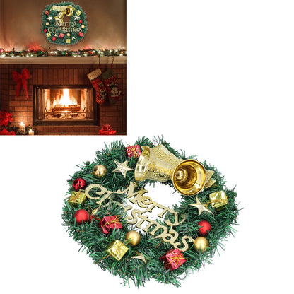 12in Store Window Floral PVC Unlit Bowknot Bell Door Christmas Wreath For Holiday Xmas Party Decorations