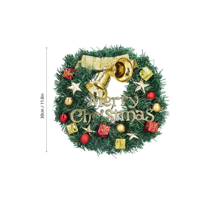 12in Store Window Floral PVC Unlit Bowknot Bell Door Christmas Wreath For Holiday Xmas Party Decorations