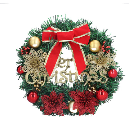 Bowknot Christmas Wreath PVC Decorated Christmas Wreaths For Xmas Front Door Decoration, 12"