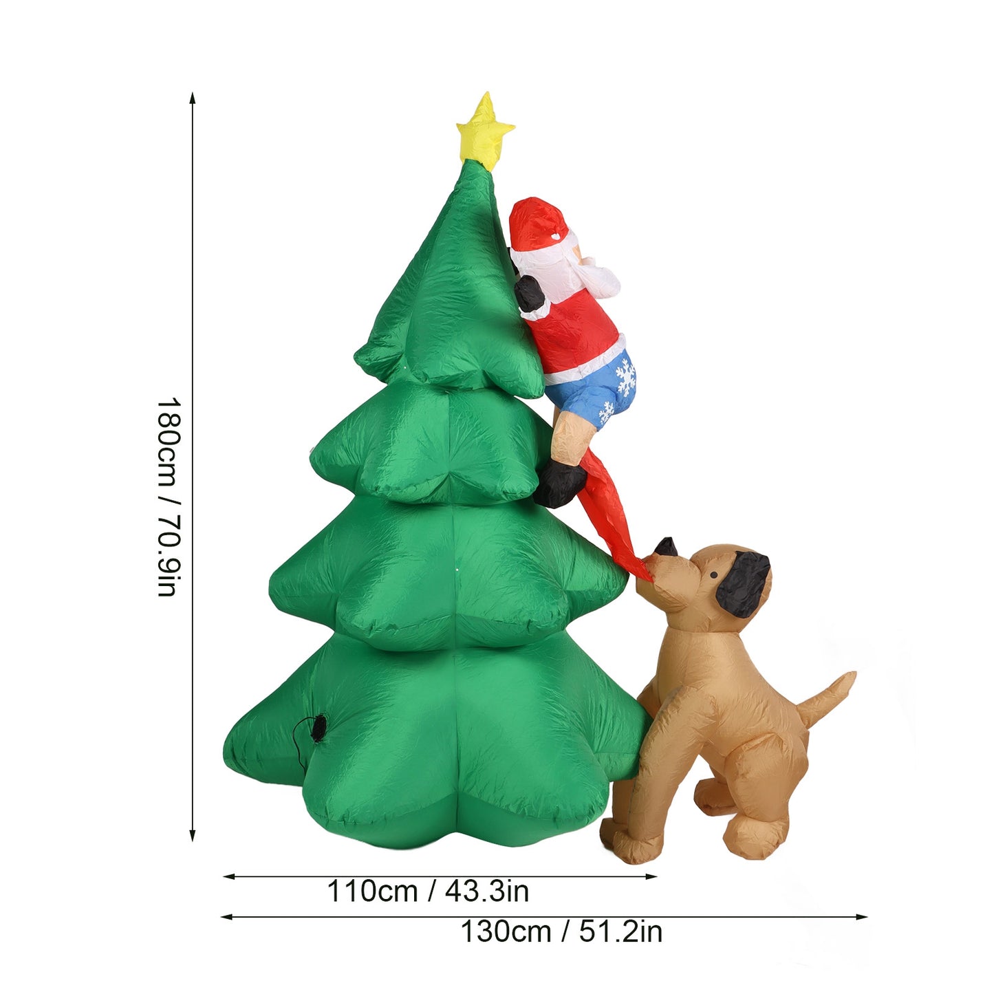 6FT Christmas Inflatable Tree With LED Lights For Garden Indoor Outdoor Dog Bite Old Man's Christmas Decoration