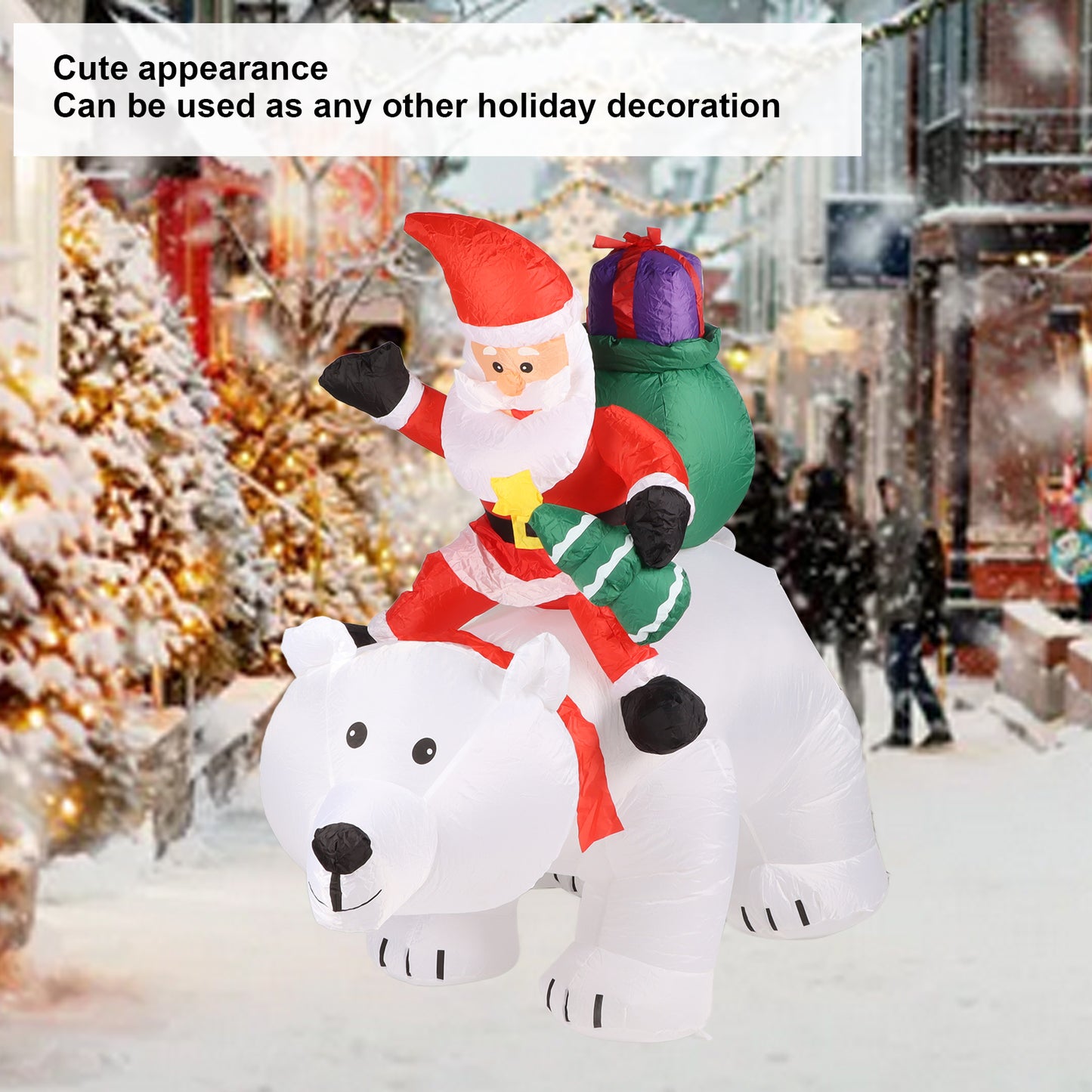 7x5.5FT Christmas Inflatables Santa Clause Riding Bear With Shaking Head Outdoor Decorations With LED Lights For Xmas Holiday Party Indoor Garden Lawn Decor