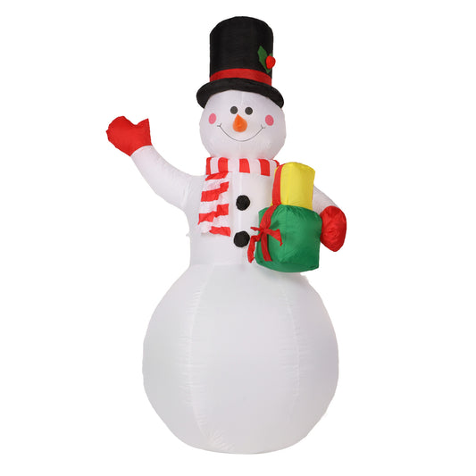 Inflatable Snowman Christmas Decorations Blow Up Snowman w/ Rotating Colored LEDs for Outdoor Yard